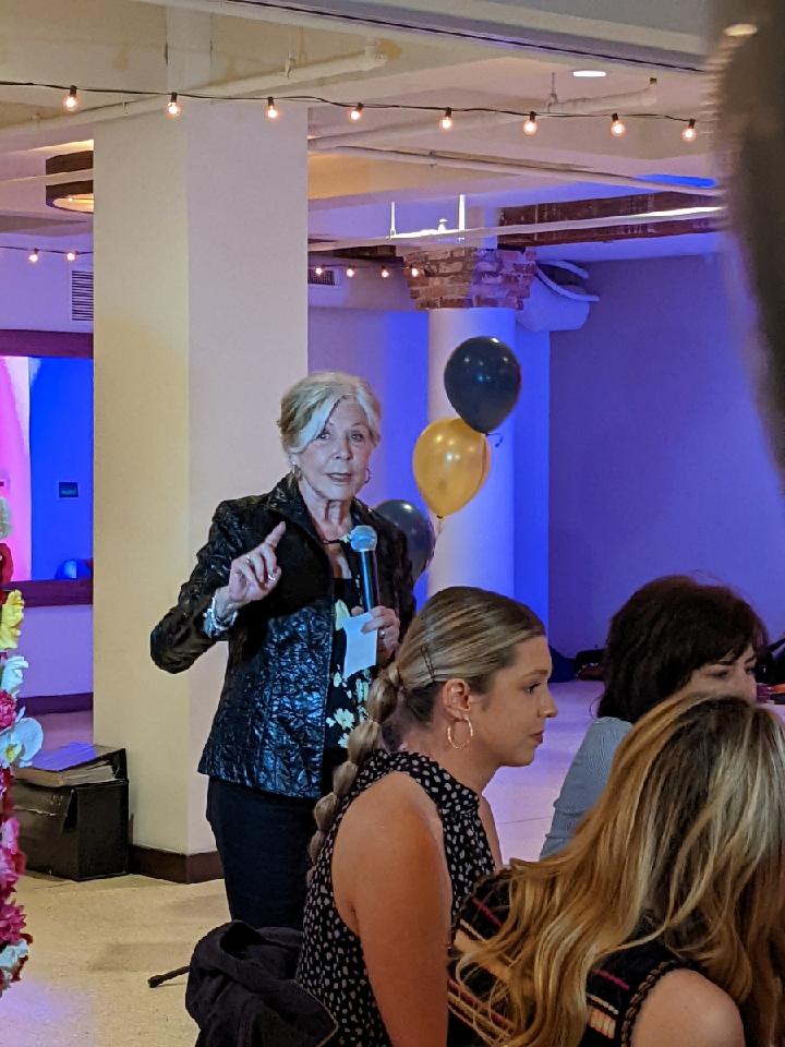 A woman talking during a party