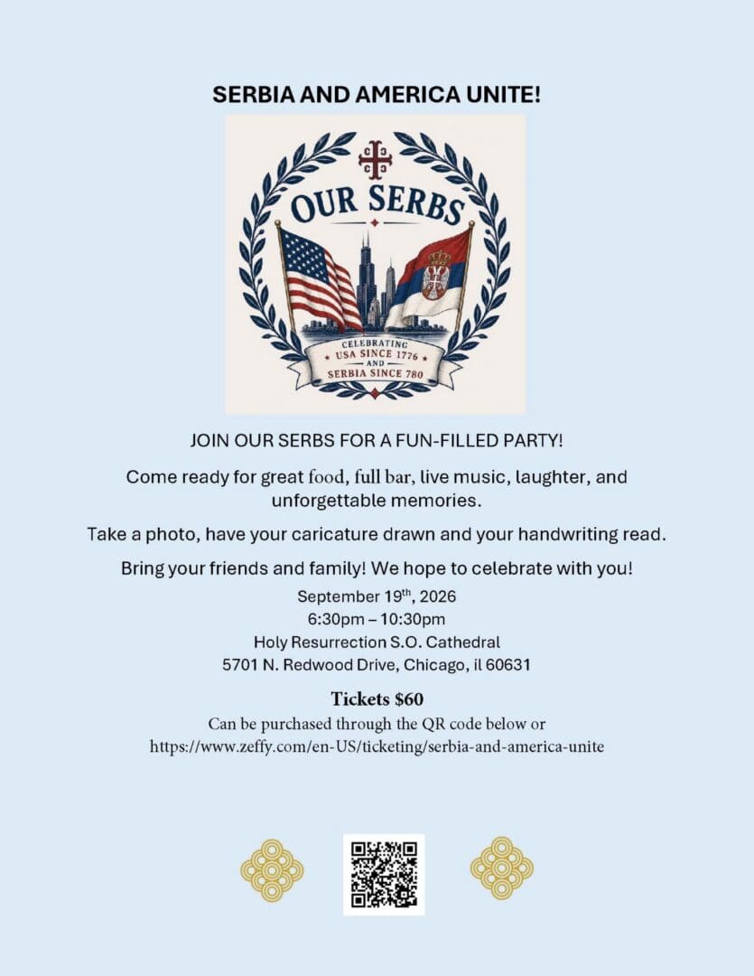 Serbia and America Unite event flyer, Chicago